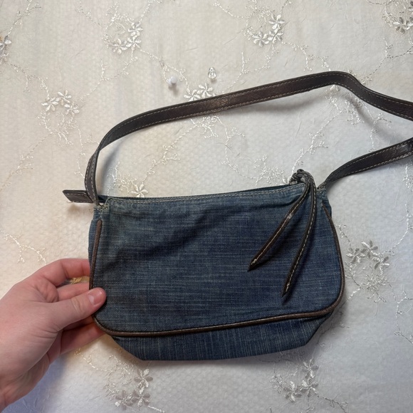 vintage y2k guess denim + leather mini shoulder bag - Picture 3 of 8